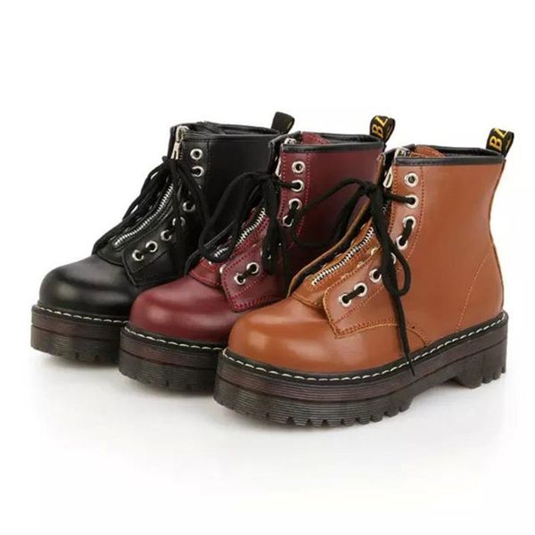 boots fashion women zipper flat motorcycle girls high heel platform pu leather lace up femals shoes ankle, Black
boots fashion women zipper flat motorcycle girls high heel platform pu leather lace up femals shoes ankle, Black