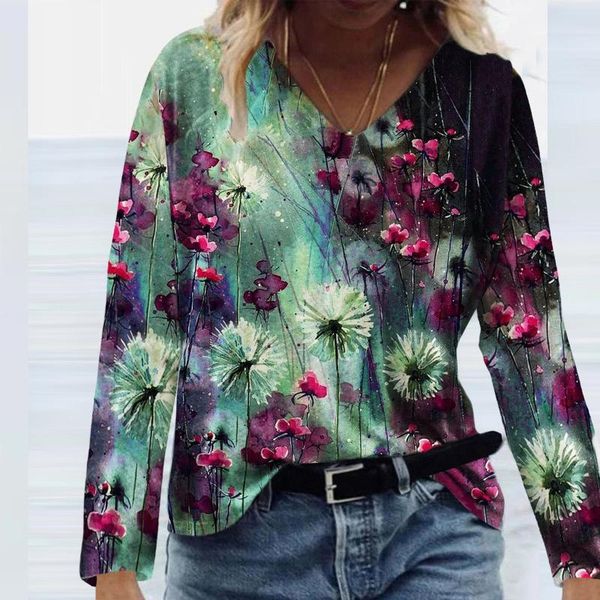 women's blouses & shirts fashion flower printed blouse long sleeves v-neck casual tee blusas y camisas vetement femme 2021, White
women's blouses & shirts fashion flower printed blouse long sleeves v-neck casual tee blusas y camisas vetement femme 2021, White