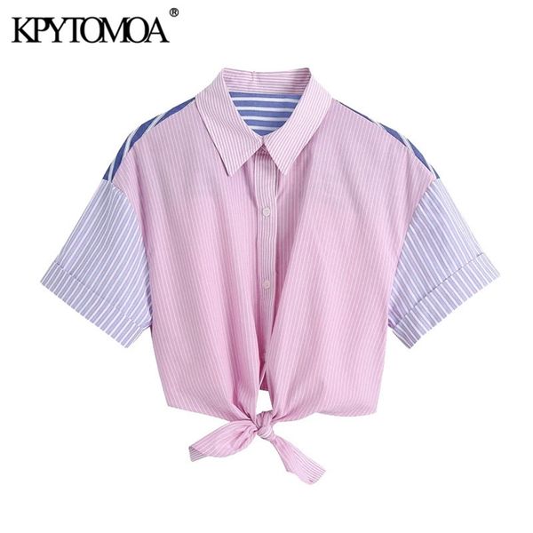 women fashion patchwork striped loose blouses vintage short sleeve button-up knotted hem female shirts chic 210421, White
women fashion patchwork striped loose blouses vintage short sleeve button-up knotted hem female shirts chic 210421, White