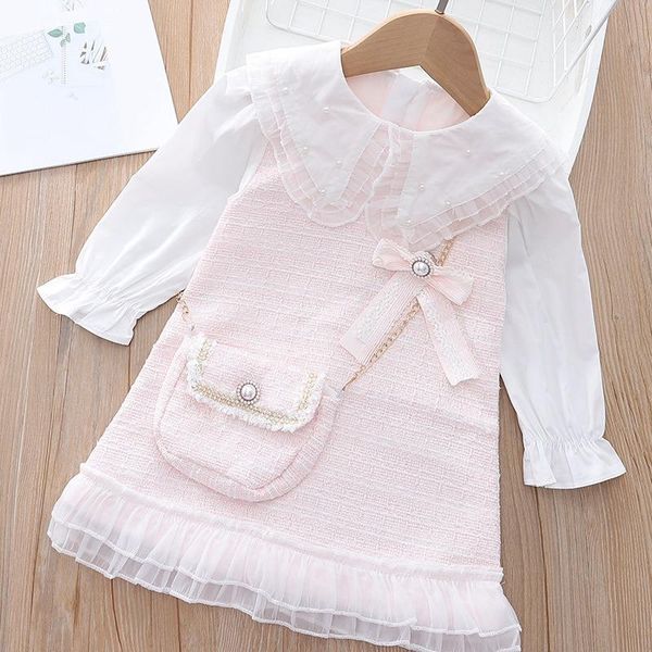 girl's dresses sweet 2021 autumn girls princess dress fashion kids children patchwork bow long sleeve vestidos+bag adk151, Red;yellow
girl's dresses sweet 2021 autumn girls princess dress fashion kids children patchwork bow long sleeve vestidos+bag adk151, Red;yellow