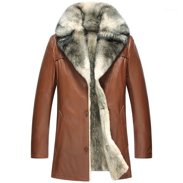 men's leather & faux genuine jacket men natural wolf fur coat winter luxury sheepskin warm coats plus size veste homme 5051 my1629, Black
men's leather & faux genuine jacket men natural wolf fur coat winter luxury sheepskin warm coats plus size veste homme 5051 my1629, Black