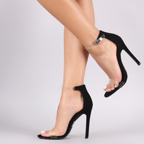 sandals ladies fashion high heels snap buckle belt casual shoes transparent women's large size, Black
sandals ladies fashion high heels snap buckle belt casual shoes transparent women's large size, Black