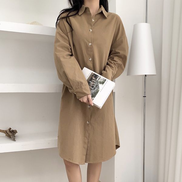 women's knits & tees spring new solid color long shirt dress women turn down collar loose drop shoulder single breasted straight c, White
women's knits & tees spring new solid color long shirt dress women turn down collar loose drop shoulder single breasted straight c, White