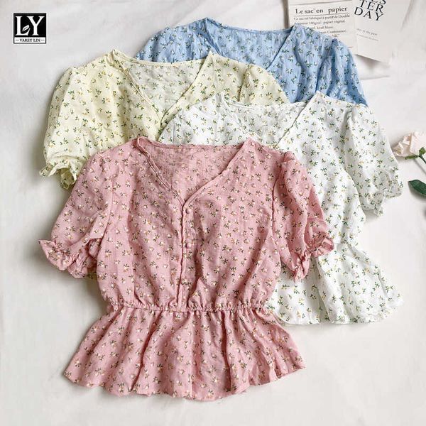 ly varey lin summer women casual single breasted ruffles high waist shirts sweet v-neck floral puff sleeve short 210526, White
ly varey lin summer women casual single breasted ruffles high waist shirts sweet v-neck floral puff sleeve short 210526, White