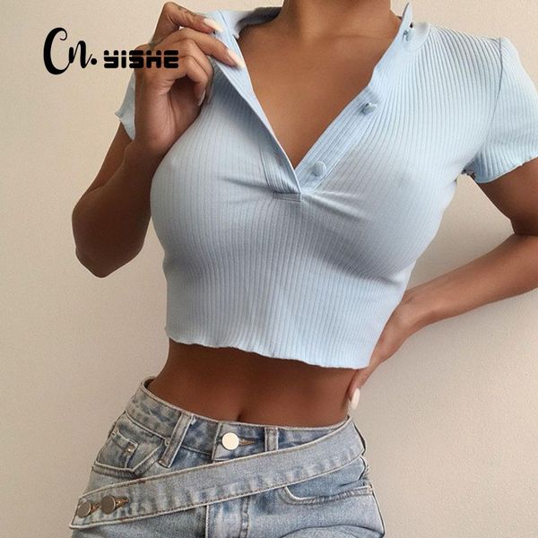 cnyishe cropped shirts women tshirts tees fashion ribbed short sleeve skinny button crop female casual t-shirts 210419, White
cnyishe cropped shirts women tshirts tees fashion ribbed short sleeve skinny button crop female casual t-shirts 210419, White