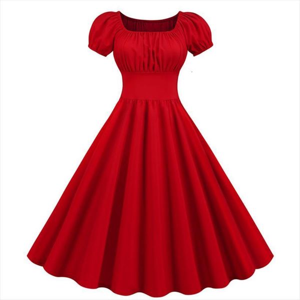 vintage robe color elegant women dress party plus size casual office femme summer puff sleeve square collar solid red, Black;gray
vintage robe color elegant women dress party plus size casual office femme summer puff sleeve square collar solid red, Black;gray