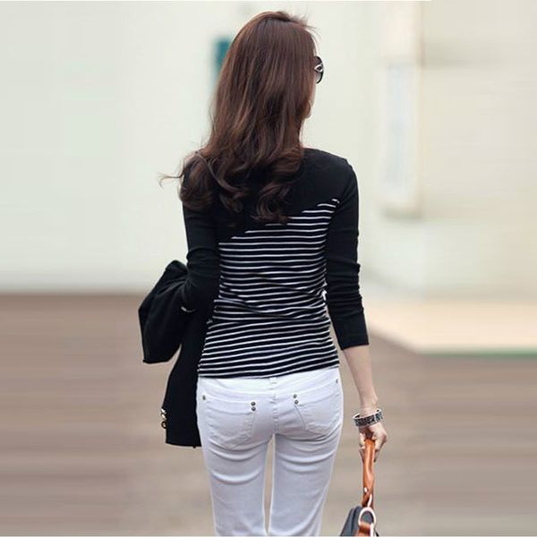 t shirt women clothes 2021 striped tshirt long sleeve womens clothing t-shirts cotton casual tee shirt femme poleras mujer, White
t shirt women clothes 2021 striped tshirt long sleeve womens clothing t-shirts cotton casual tee shirt femme poleras mujer, White