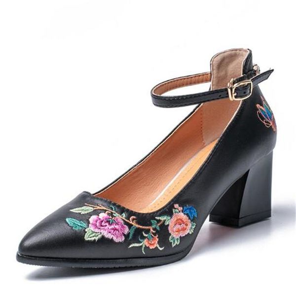 dress shoes pointed embroidered 100% natural full genuine leather women fashion high heel wedding banquet, Black
dress shoes pointed embroidered 100% natural full genuine leather women fashion high heel wedding banquet, Black