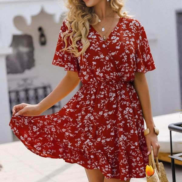 women's swimwear women fashion printed v-neck dress ruffled wrapped mini casual party summer short sleeve loose, White;black
women's swimwear women fashion printed v-neck dress ruffled wrapped mini casual party summer short sleeve loose, White;black