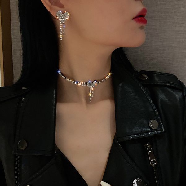 amulet pendants 925 silver needle full diamond love tassel earrings necklace set korean fashion personality net red temperament accessories, Golden;silver
amulet pendants 925 silver needle full diamond love tassel earrings necklace set korean fashion personality net red temperament accessories, Golden;silver