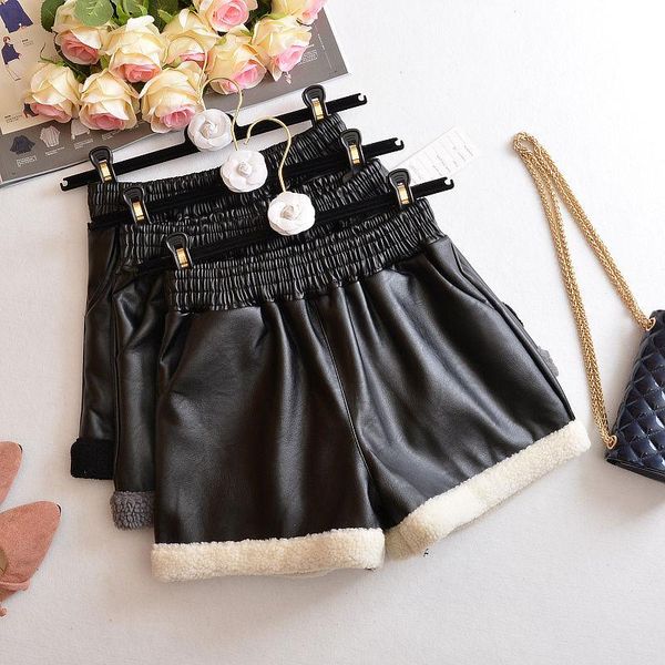 women's shorts women lamb wool pu leather female autumn and winter loose casual pants ropa mujer, White;black
women's shorts women lamb wool pu leather female autumn and winter loose casual pants ropa mujer, White;black