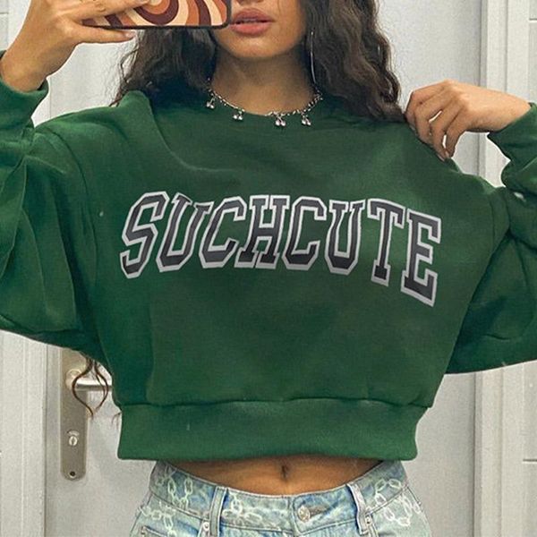 women's hoodies & sweatshirts short letter print sweatshirt woman long sleeve round neck crop pullover female 2021 autumn green loose, Black
women's hoodies & sweatshirts short letter print sweatshirt woman long sleeve round neck crop pullover female 2021 autumn green loose, Black