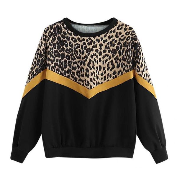 women's hoodies & sweatshirts o-neck excellent faddish ladies splicing pullovers leopard women loose for daily wear, Black
women's hoodies & sweatshirts o-neck excellent faddish ladies splicing pullovers leopard women loose for daily wear, Black