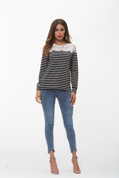 fashion sweater fine woolen autumn 2021 casual pullover round neck striped lace cut out embroidered women's t-shirt, White;black
fashion sweater fine woolen autumn 2021 casual pullover round neck striped lace cut out embroidered women's t-shirt, White;black
