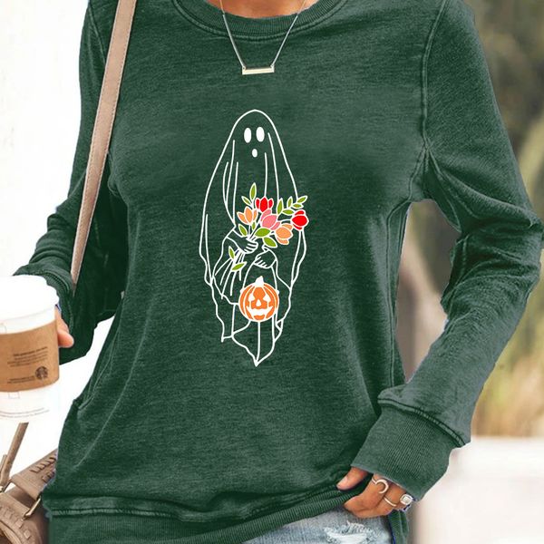 2021 autumn fashion round neck lovely floating soul print leisure long sleeve sweater, Black
2021 autumn fashion round neck lovely floating soul print leisure long sleeve sweater, Black