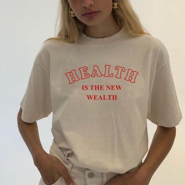 health is wealth graphic print vintage tees cotton short sleeve casual aesthetic shirt round neck grunge t shirts harajuku women's t-sh, White
health is wealth graphic print vintage tees cotton short sleeve casual aesthetic shirt round neck grunge t shirts harajuku women's t-sh, White