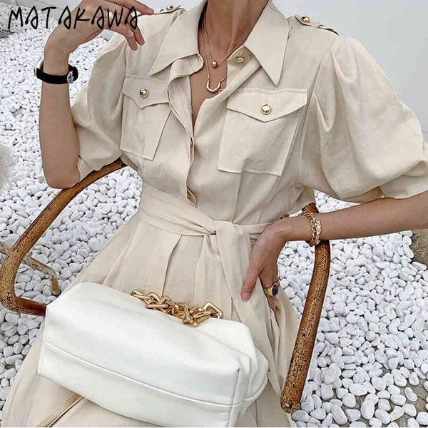 matakawa vintage lapel woman dress double pocket vestidos single-breasted dresses for women lace-up waist puff sleeve vestidos 210513, Black;gray
matakawa vintage lapel woman dress double pocket vestidos single-breasted dresses for women lace-up waist puff sleeve vestidos 210513, Black;gray