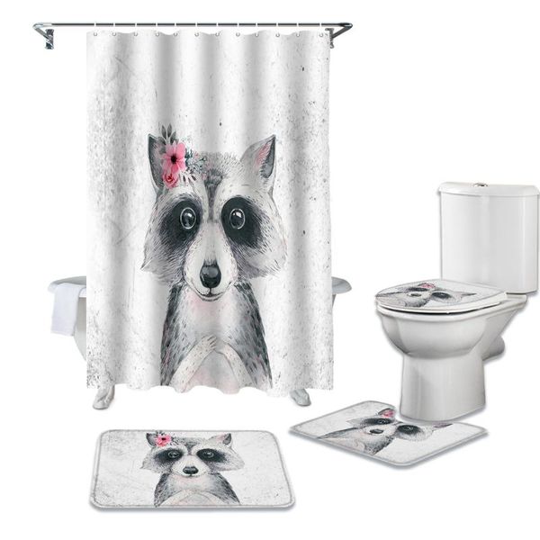 raccoon with flowers bathroom set durable fabric waterproof shower curtain rug carpet toilet lid cover bath mat curtains
raccoon with flowers bathroom set durable fabric waterproof shower curtain rug carpet toilet lid cover bath mat curtains