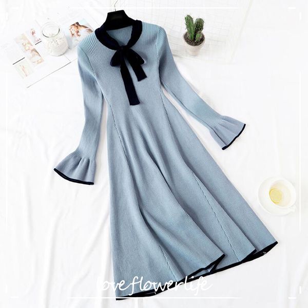 woman elegant autumn winter sweater dress solid women ruffle sleeve bow slim a-line knitted dress long robe vestidos 210521, Black;gray
woman elegant autumn winter sweater dress solid women ruffle sleeve bow slim a-line knitted dress long robe vestidos 210521, Black;gray