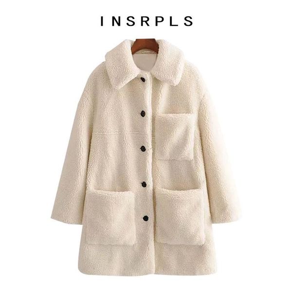 women's fur & faux insrpls women fashion thick warm loose teddy coat vintage long sleeve pockets female outerwear chic overcoat, Black
women's fur & faux insrpls women fashion thick warm loose teddy coat vintage long sleeve pockets female outerwear chic overcoat, Black