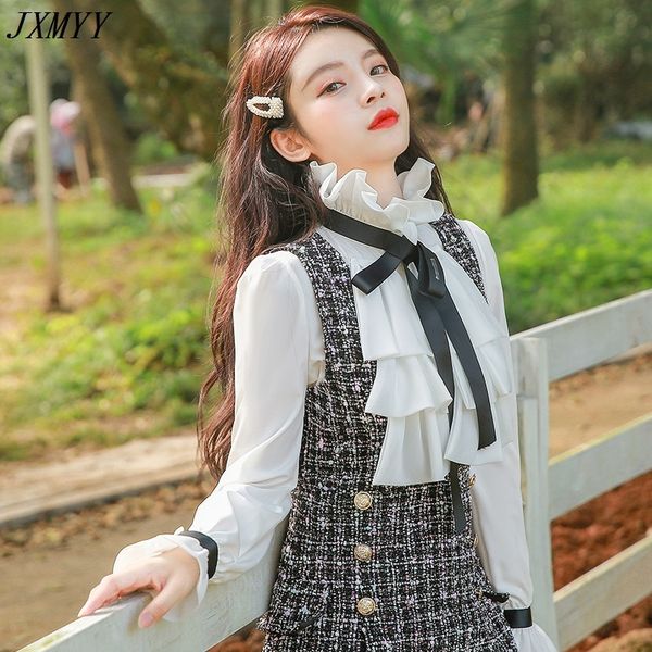 autumn winter 2 piece set overalls dress women elegant ruffles chiffon bow shirt double breasted plaid tweed vest dress 210412, White
autumn winter 2 piece set overalls dress women elegant ruffles chiffon bow shirt double breasted plaid tweed vest dress 210412, White