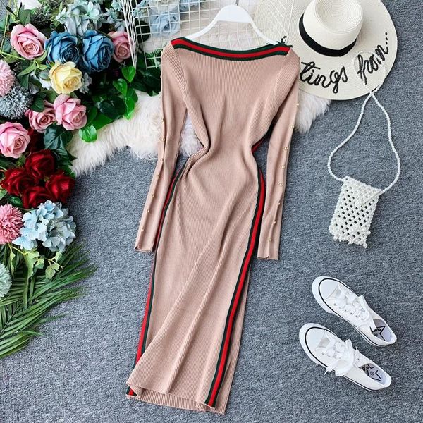 women causal long maxi dress striped patchwork sweater female autumn winter red sleeve bodycon knitted dresses women's swimwear, White;black
women causal long maxi dress striped patchwork sweater female autumn winter red sleeve bodycon knitted dresses women's swimwear, White;black