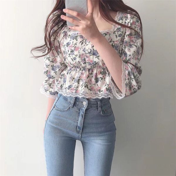 blouses prairie style short shirts gentle sweet women's chic floral lace square collar all match high waist blouses, White
blouses prairie style short shirts gentle sweet women's chic floral lace square collar all match high waist blouses, White