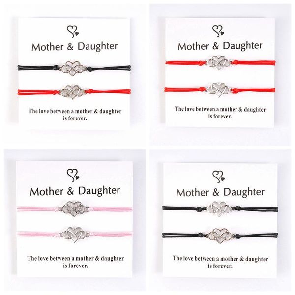 charm bracelets mother and daughter bracelet set infinity 8 knot heart hand-woven love wax thread for women girls, Golden;silver 
charm bracelets mother and daughter bracelet set infinity 8 knot heart hand-woven love wax thread for women girls, Golden;silver