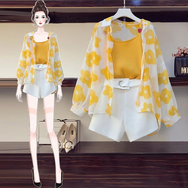 3pcs summer fashion outfits womens pants sling and shorts long sleeve floral print thin coats sets suit l178, White
3pcs summer fashion outfits womens pants sling and shorts long sleeve floral print thin coats sets suit l178, White