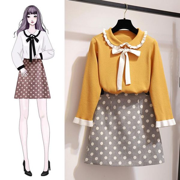 women's two piece pants autumn women vestido sweet bowknot sweater knit & dot print skirts two-piece outfit girl clothing set knitwear, White
women's two piece pants autumn women vestido sweet bowknot sweater knit & dot print skirts two-piece outfit girl clothing set knitwear, White
