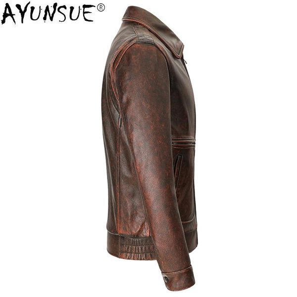 men's leather & faux akoosun genuine jacket men cowhide coat vintage real cow flight autumn winter clothes kj5099, Black
men's leather & faux akoosun genuine jacket men cowhide coat vintage real cow flight autumn winter clothes kj5099, Black