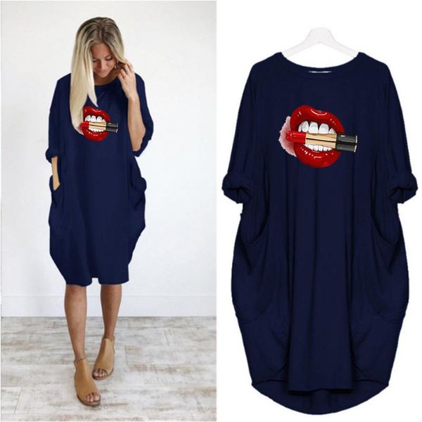 lipstick print dress women long sleeved pocket casual streetwear autumn vestidos plus size dresses for, Black;gray
lipstick print dress women long sleeved pocket casual streetwear autumn vestidos plus size dresses for, Black;gray
