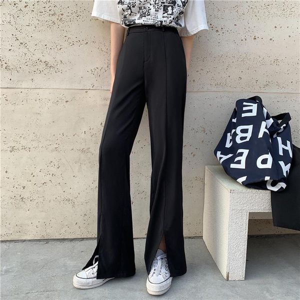 women's pants & capris pure black trousers split bootcut high waist drooping suit casual harajuku, Black;white
women's pants & capris pure black trousers split bootcut high waist drooping suit casual harajuku, Black;white