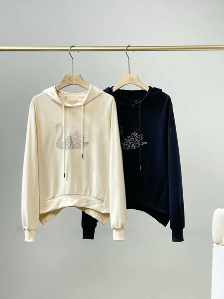 f + swan diamond women's autumn sweater sports leisure hooded fashion short front and long back hoodie, Black
f + swan diamond women's autumn sweater sports leisure hooded fashion short front and long back hoodie, Black