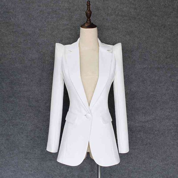 new fashion designer blazer jacket women's soaring shoulders single button blazer outer wear 210330, White;black
new fashion designer blazer jacket women's soaring shoulders single button blazer outer wear 210330, White;black