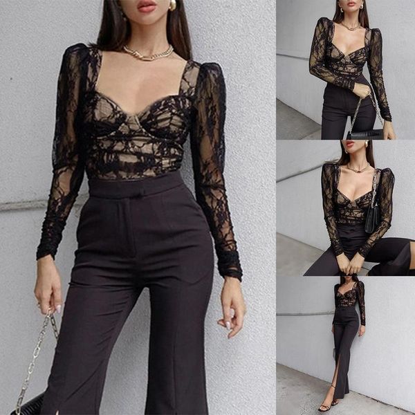 women's lace see-through solid color chest long-sleeve t-shirt v-neck wrinkled slim, White
women's lace see-through solid color chest long-sleeve t-shirt v-neck wrinkled slim, White