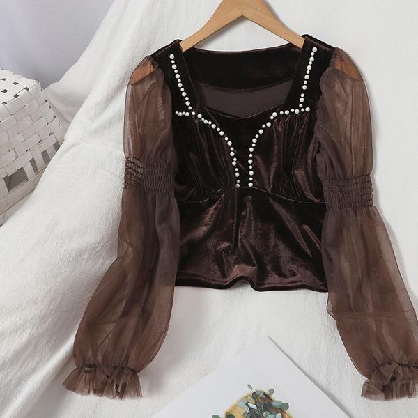 autumn temperament sweet blouse beaded side square collar korean japan velvet shirt splicing mesh female blusa gx1169 women's blouses, White
autumn temperament sweet blouse beaded side square collar korean japan velvet shirt splicing mesh female blusa gx1169 women's blouses, White
