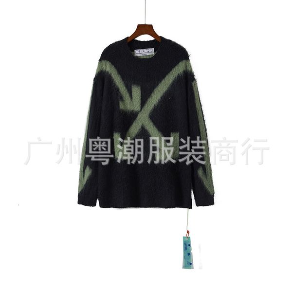 2021 crew neck autumn winter mohair youth casual loose sweater ow off unisex, Black
2021 crew neck autumn winter mohair youth casual loose sweater ow off unisex, Black