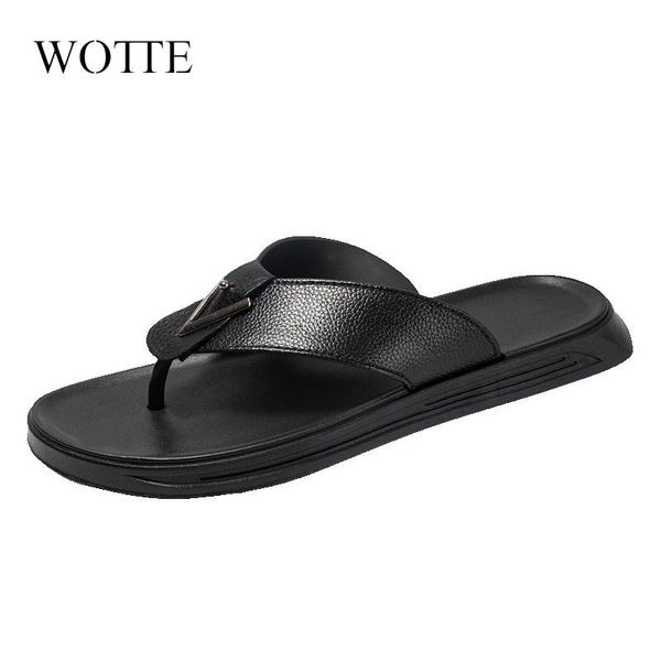 slippers summer men flip flops beach leather flats sandals outdoor rubber shoes, Black
slippers summer men flip flops beach leather flats sandals outdoor rubber shoes, Black