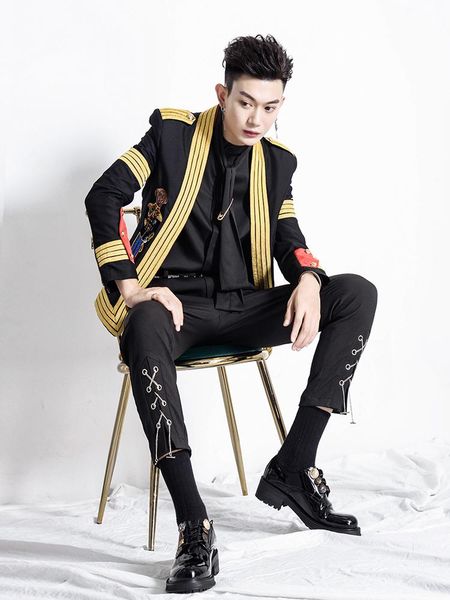 men's suits & blazers club men model embroidered small suit coat trend slim web celebrity hairstylist collarless suit. s-2xl, White;black
men's suits & blazers club men model embroidered small suit coat trend slim web celebrity hairstylist collarless suit. s-2xl, White;black