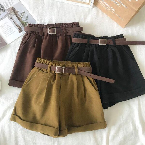 women's shorts vintage high waist women casual sashes female wide-leg short 2021 autumn winter elastic loose black a-line, White;black
women's shorts vintage high waist women casual sashes female wide-leg short 2021 autumn winter elastic loose black a-line, White;black