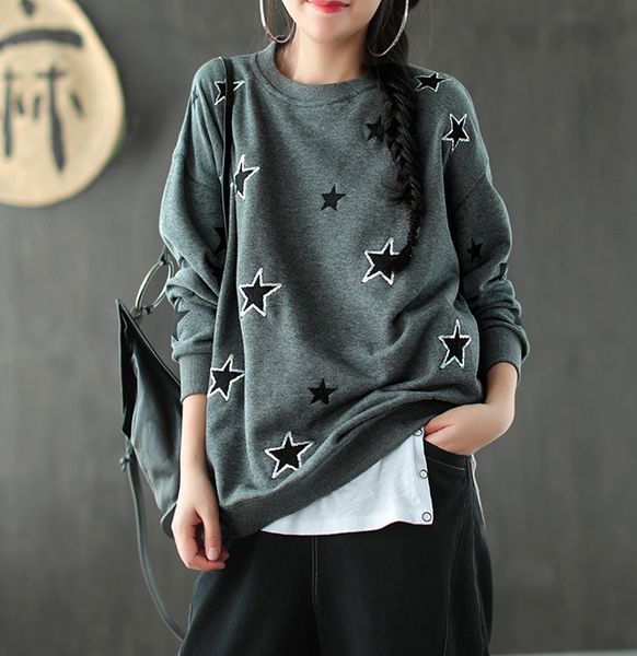 women's hoodies & sweatshirts knitting women retro autumn winter casual all-match loose five stars ladies vwyn, Black
women's hoodies & sweatshirts knitting women retro autumn winter casual all-match loose five stars ladies vwyn, Black
