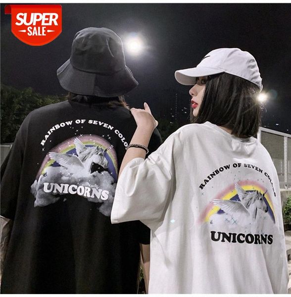 rainbow unicorn short-sleeved t-shirt female students korean version of loose bf harajuku style couples wear clothes tide #ap7b, White
rainbow unicorn short-sleeved t-shirt female students korean version of loose bf harajuku style couples wear clothes tide #ap7b, White