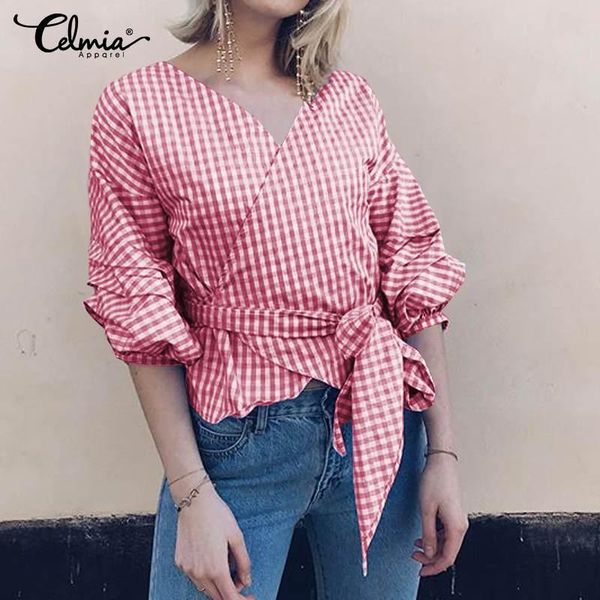 celmia lantern sleeve plaid shirt women v-neck blouse female casual tunic plus size elegant knoted blusas 5xl women's blouses & shi, White
celmia lantern sleeve plaid shirt women v-neck blouse female casual tunic plus size elegant knoted blusas 5xl women's blouses & shi, White