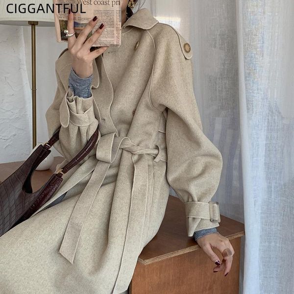 women's wool & blends autumn winter elegant retro double breasted lace up long both sided woolen coat female korean chic belted jacket, Black
women's wool & blends autumn winter elegant retro double breasted lace up long both sided woolen coat female korean chic belted jacket, Black