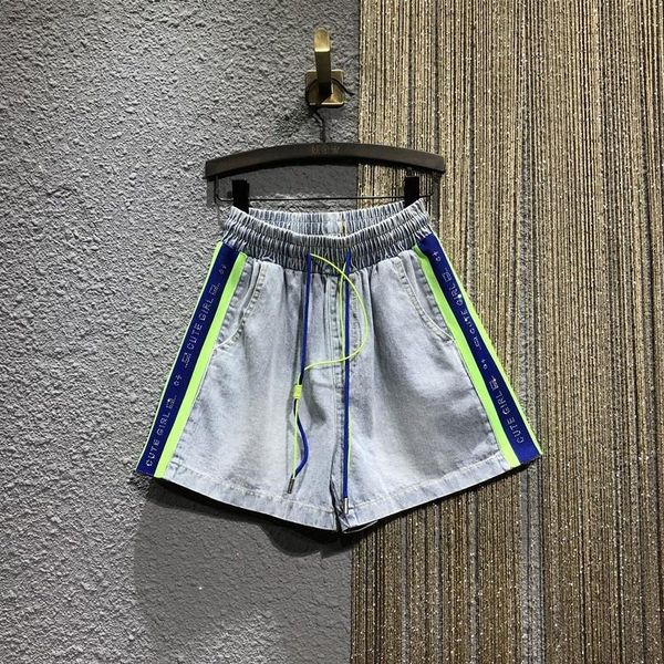 women's shorts summer fashion women denim wide leg elastic waist short jeans streetwear loose fit side striped diamonds, White;black
women's shorts summer fashion women denim wide leg elastic waist short jeans streetwear loose fit side striped diamonds, White;black