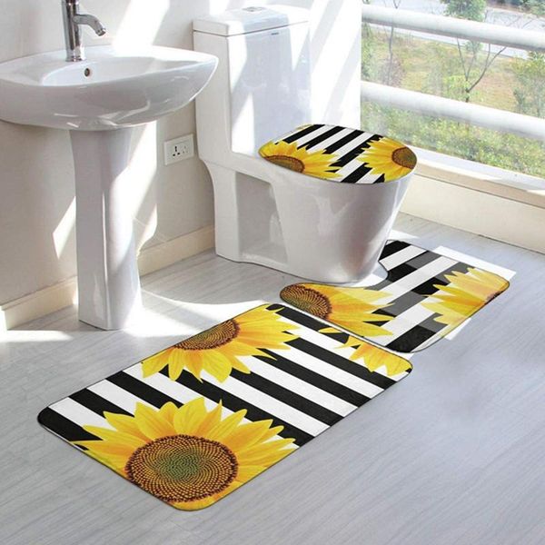 bath mats sunflower comfort flannel bathroom rug set 3 piece soft non-slip