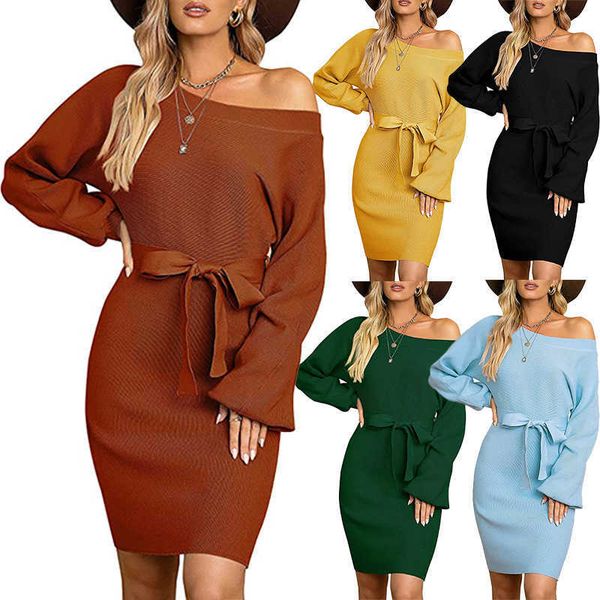 autumn and winter 2021 new knitted solid color slim fit women's long sleeve hip wrap off shoulder dress, White
autumn and winter 2021 new knitted solid color slim fit women's long sleeve hip wrap off shoulder dress, White