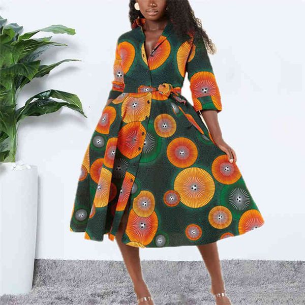 women printed dress a line high three quater sleeves with waist belt african fashion female shirt dresses plus size ladies 210416, Black;gray
women printed dress a line high three quater sleeves with waist belt african fashion female shirt dresses plus size ladies 210416, Black;gray