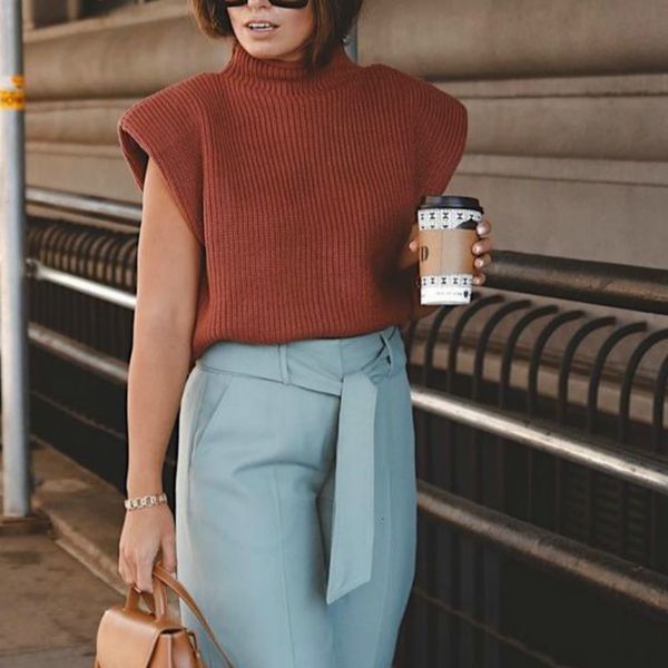 women's knits & tees casual woman shoulder pad knitted vest fashion ladies autumn turtleneck sleeveless sweaters female elegant so, White
women's knits & tees casual woman shoulder pad knitted vest fashion ladies autumn turtleneck sleeveless sweaters female elegant so, White